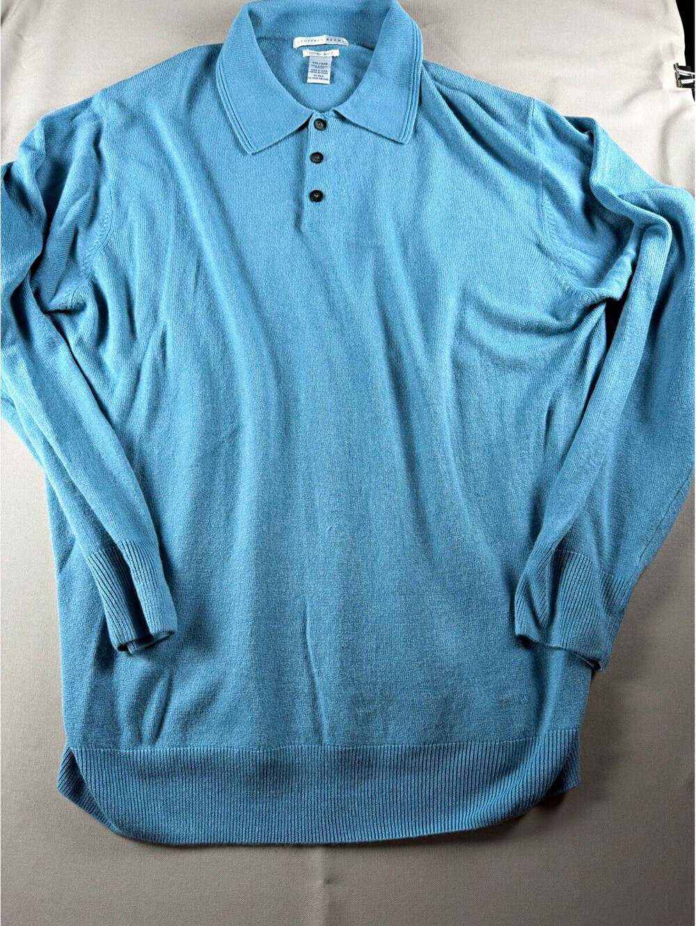 Geoffrey Beene Men's Knit Collared Button Pullover Sweater Blue 2XL